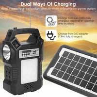 Portable Solar Power Station Rechargeable Backup Power Bank w/Flashlight 3 Lighting Bulbs For Camping Outage Garden Lamp EasyOptionXY LLC