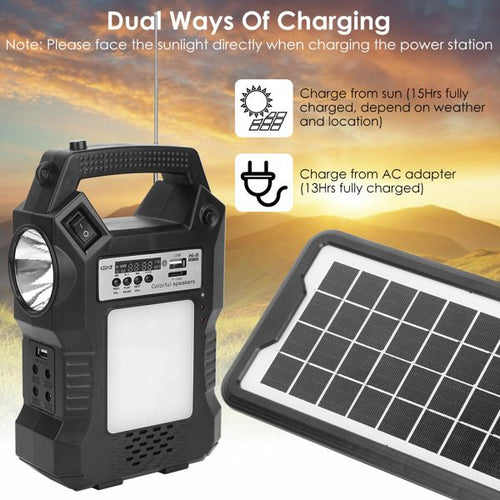 Portable Solar Power Station Rechargeable Backup Power Bank w/Flashlight 3 Lighting Bulbs For Camping Outage Garden Lamp EasyOptionXY LLC