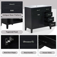 36\" Bathroom Vanity with Sink Combo, Black Bathroom Cabinet with Drawers, Solid Frame and MDF Board EasyOptionXY LLC