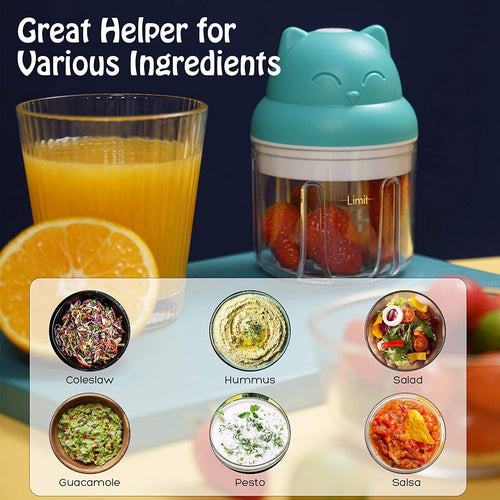 1pc 250ml/8.45oz Mini Electric Food Chopper Food Processor For Onion Chili Herb Garlic Small Cordless Veggie Fruit Blender EasyOptionXY LLC