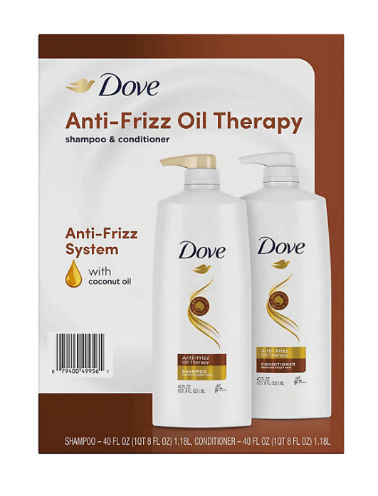 Dove Anti-Frizz Oil Therapy Shampoo & Conditioner, 40 fl. oz., 2 pk.