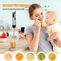 Immersion Blender Handheld, 1100W 5-in-1 Multi-Purpose Hand Blender, 12-Speed Stick Blender, 600ml Beaker, 500ml Chopper, Egg Whisk, Milk Frother, Black EasyOptionXY LLC