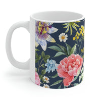 Navy Floral Coffee Tea Mug EasyOptionXY LLC