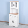 Wooden Kitchen Cabinet White Pantry Room Storage Microwave Cabinet with Framed Glass Doors and Drawer EasyOptionXY LLC