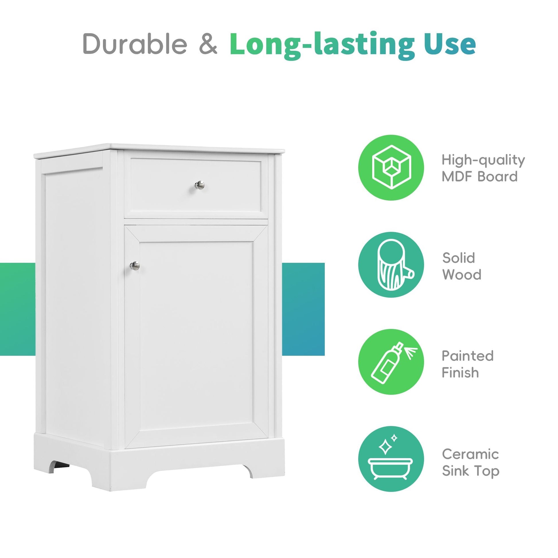 20\" Bathroom Vanity with Sink, Bathroom Cabinet with Soft Closing Door, Storage Rack and Adjustable Shelves EasyOptionXY LLC