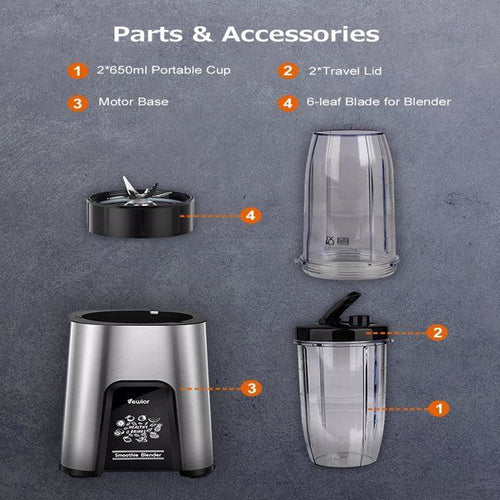 VEWIOR Smoothie Blender, 900W Personal Blender for Shakes and Smoothies, Blenders for Kitchen, Smoothie Juice Mixer with 2 * 22Oz B PA-F ree To-Go Cups(banned by A mazon) EasyOptionXY LLC
