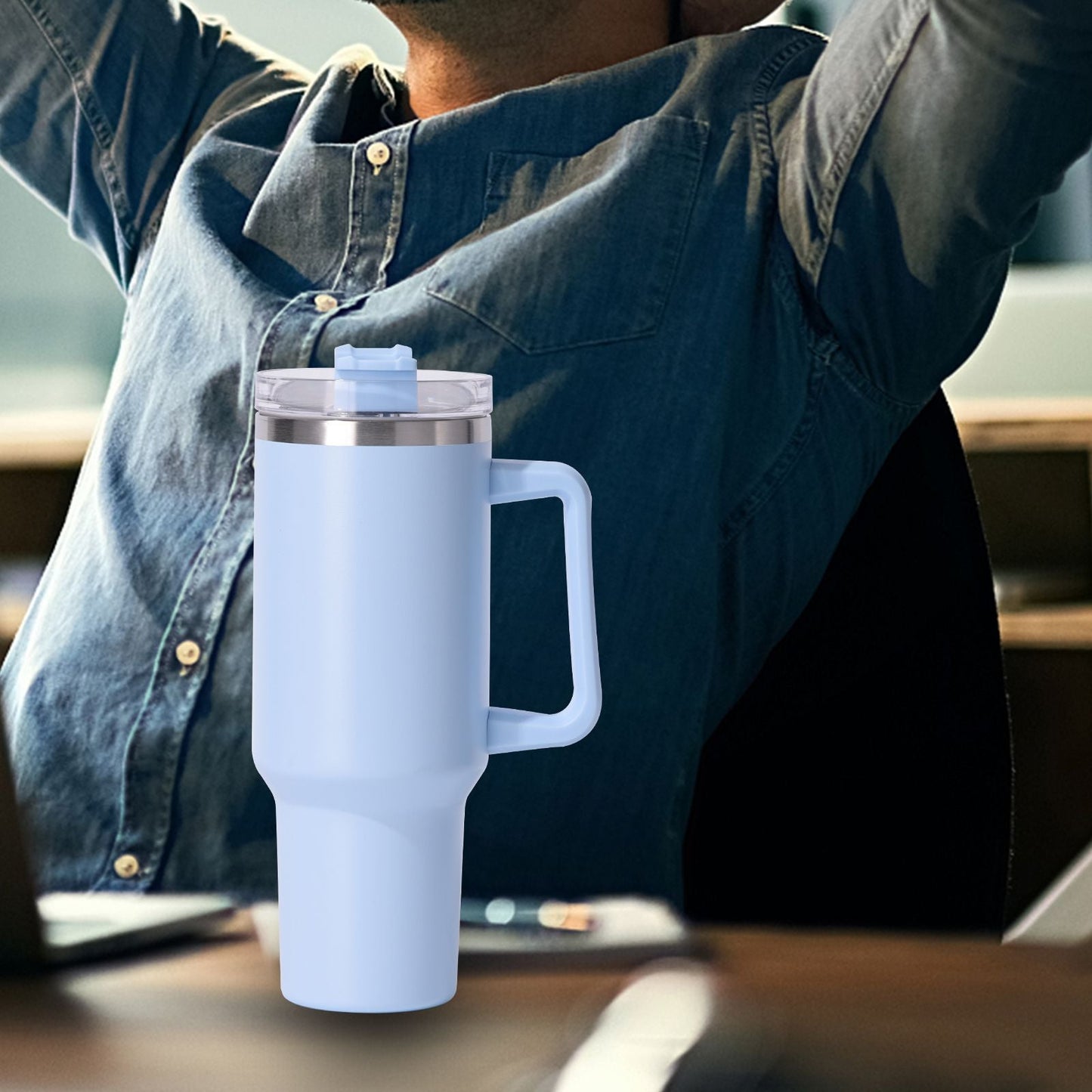 40oz large capacity tumbler, With Handle And Straw Lid, Insulated Reusable Stainless Steel Water Bottles Travel Mug Coffee Cup car cup water cup For Men Women Outdoor Camping Driving,  gift EasyOptionXY LLC