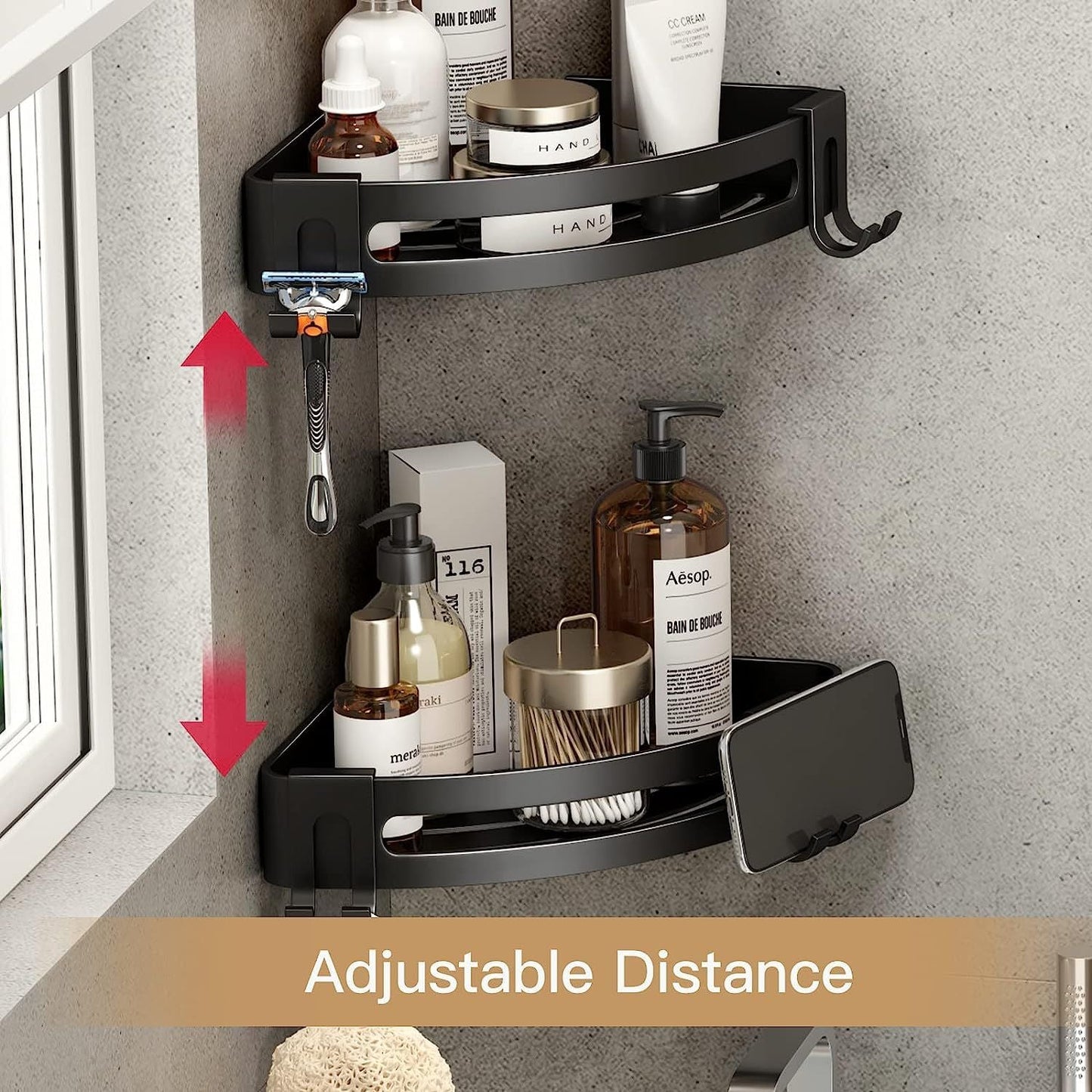 Shower Corner Shelf Caddy 2 Pack shower Organizer Corner No Drill Shower Storage Rust Proof Bathroom Corner Wall Shelf shampoo holder Silver EasyOptionXY LLC