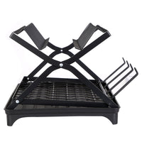 2 Tier Dish Drying Rack with Cup Holder Foldable Dish Drainer Shelf for Kitchen Countertop Rustproof Utensil Holder with Drainboard Black EasyOptionXY LLC
