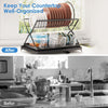 2 Tier Dish Drying Rack with Cup Holder Foldable Dish Drainer Shelf for Kitchen Countertop Rustproof Utensil Holder with Drainboard Black EasyOptionXY LLC