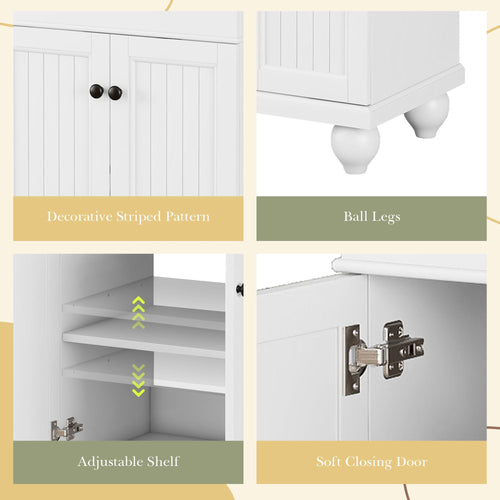 24" Modern Sleek Bathroom Vanity Elegant Ceramic Sink with Solid Wood Frame, Adjustable Shelf EasyOptionXY LLC