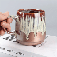 Large Ceramic Coffee Mug, 21 Oz, Gilt Beige Blue Tea Cup for Office and Home, Dishwasher and Microwave Safe EasyOptionXY LLC