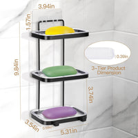 Soap Dish Soap Bar Holder Square Soap Rack Wall Mounted S Bar Shower Bathroom Self with 2 Hooks EasyOptionXY LLC