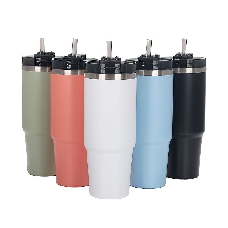 1pc Stainless Steel Vacuum Mug; Home; Office Or Car Vacuum Flask; Insulation Cup With Straw; Insulated Tumbler EasyOptionXY LLC
