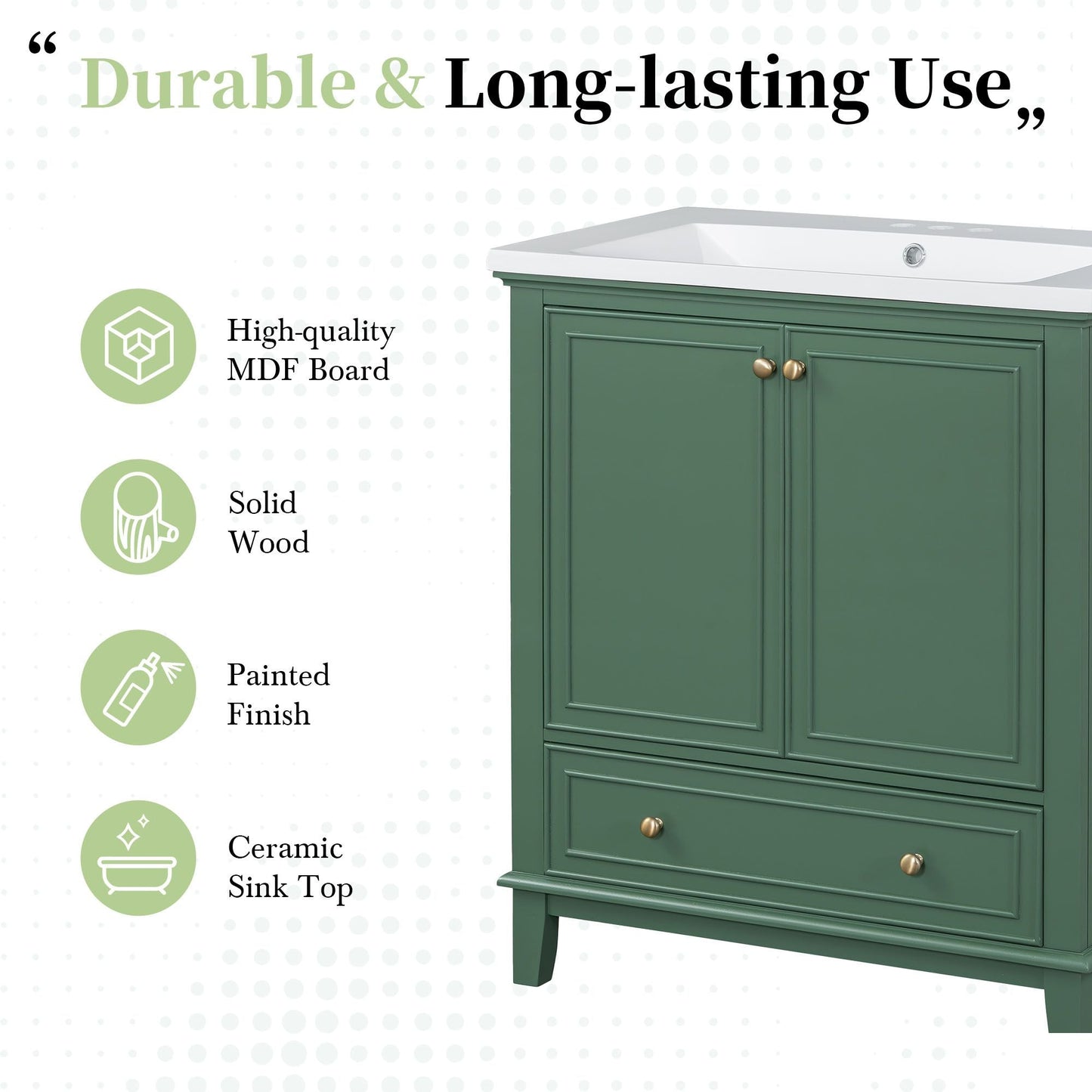 30\" Bathroom Vanity with Sink Combo, Multi-functional Bathroom Cabinet with Doors and Drawer, Solid Frame and MDF Board EasyOptionXY LLC