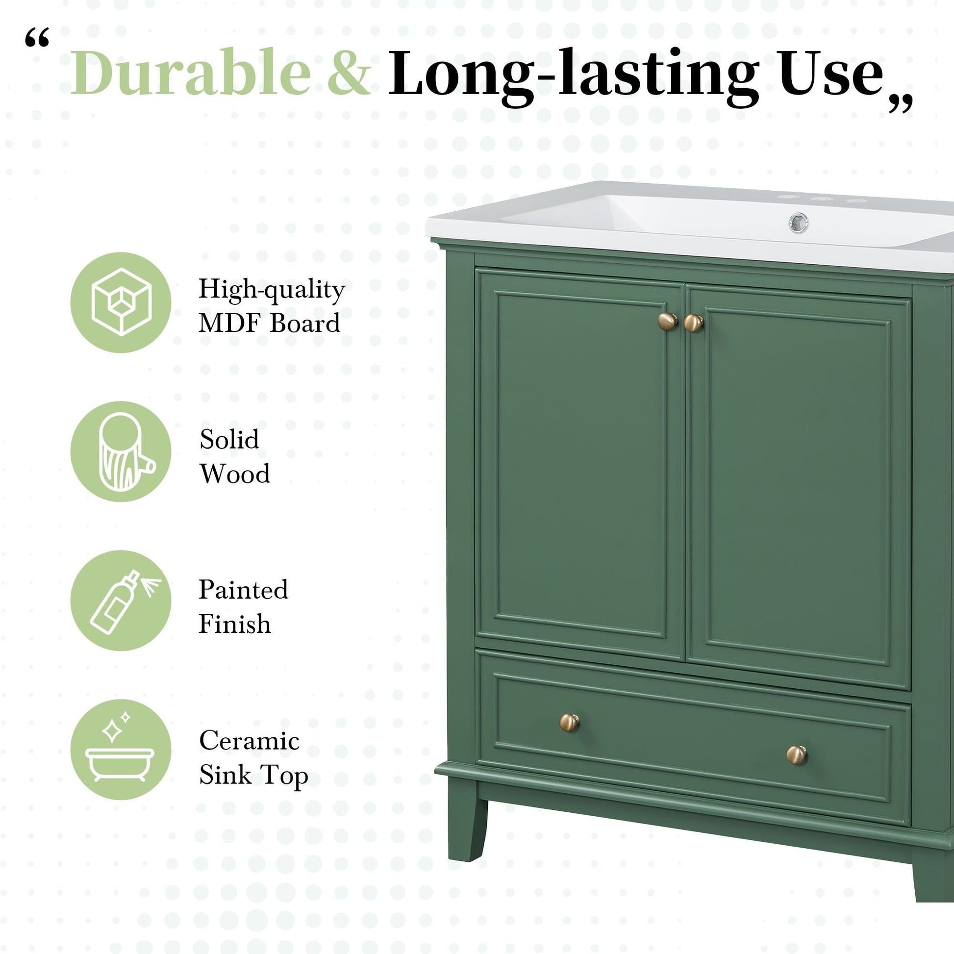 30\" Bathroom Vanity with Sink Combo, Multi-functional Bathroom Cabinet with Doors and Drawer, Solid Frame and MDF Board EasyOptionXY LLC