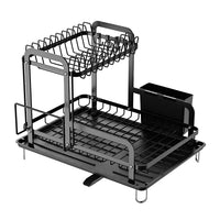 2-Tier Dish Drying Rack for Kitchen Counter Space Saving Rustproof Dish Rack with Drainboard Detachable Kitchen Drainer Organizer Set EasyOptionXY LLC