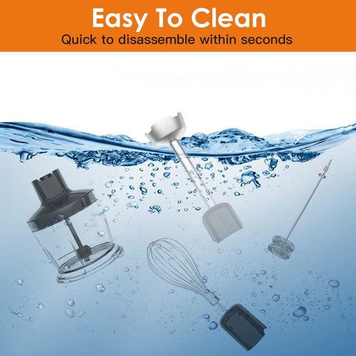 1000W 5 In 1 Immersion Hand Blender Stainless Steel Hand Mixer with 12 Speeds Turbo Mode Food Processor with 20Oz Beaker 17Oz Chopper Whisk Milk Frother EasyOptionXY LLC