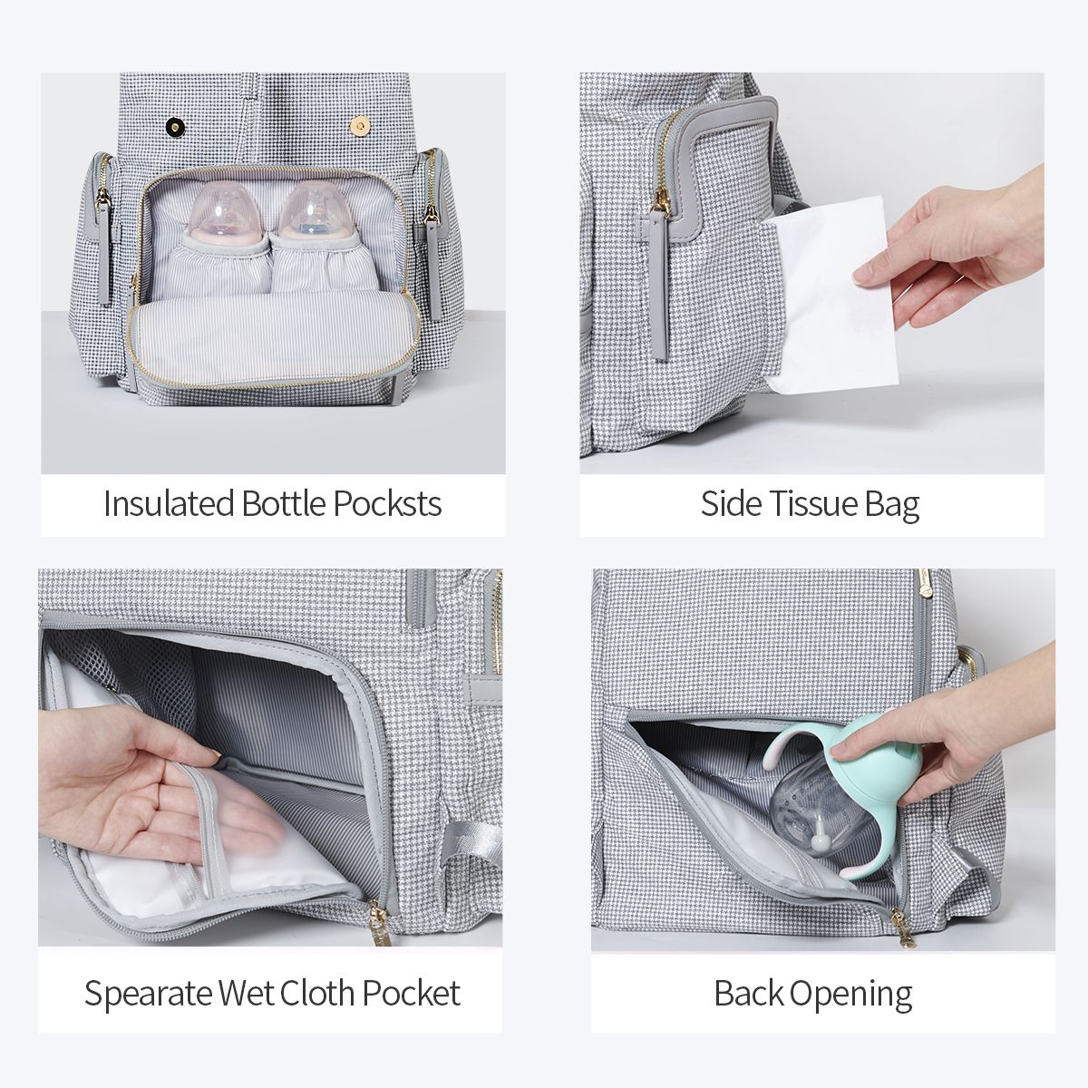 SUNVENO Diaper Bag Backpack, Baby Changing Bag Nappy Tweed Baby Diaper Bags Multifunction Waterproof for Travel EasyOptionXY LLC