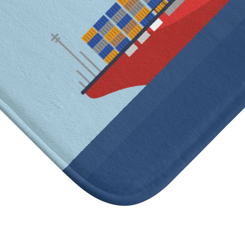 Cargo Ship with Containers in the Ocean Bath Mat EasyOptionXY LLC