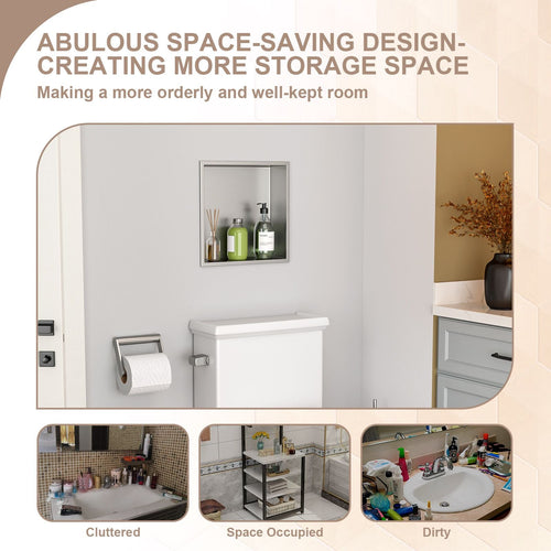 Brushed Stainless Steel Wall Shower  Niche , Double Recessed Shower Shelf for Bathroom EasyOptionXY LLC