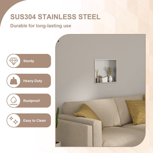 Brushed Stainless Steel Wall Shower  Niche , Double Recessed Shower Shelf for Bathroom EasyOptionXY LLC