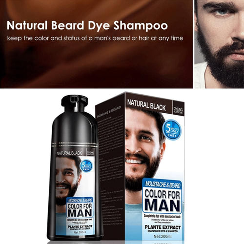 Beard Hair Color Shampoo For Men,Natural Permanent Beard DyeShampoo, Colors Hair In Minutes Long Lasting, 200ml, Black Hair DyeHaircare EasyOptionXY LLC