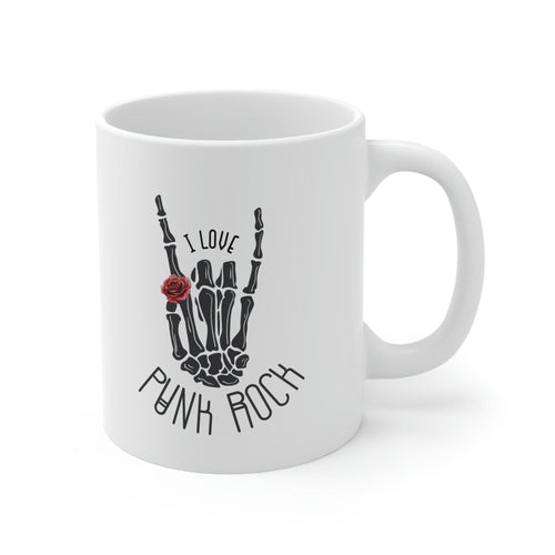 I Love Punk Rock Skeleton Hand Mug EasyOptionXY LLC