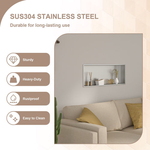 Brushed Stainless Steel Wall Shower  Niche , Double Recessed Shower Shelf for Bathroom EasyOptionXY LLC