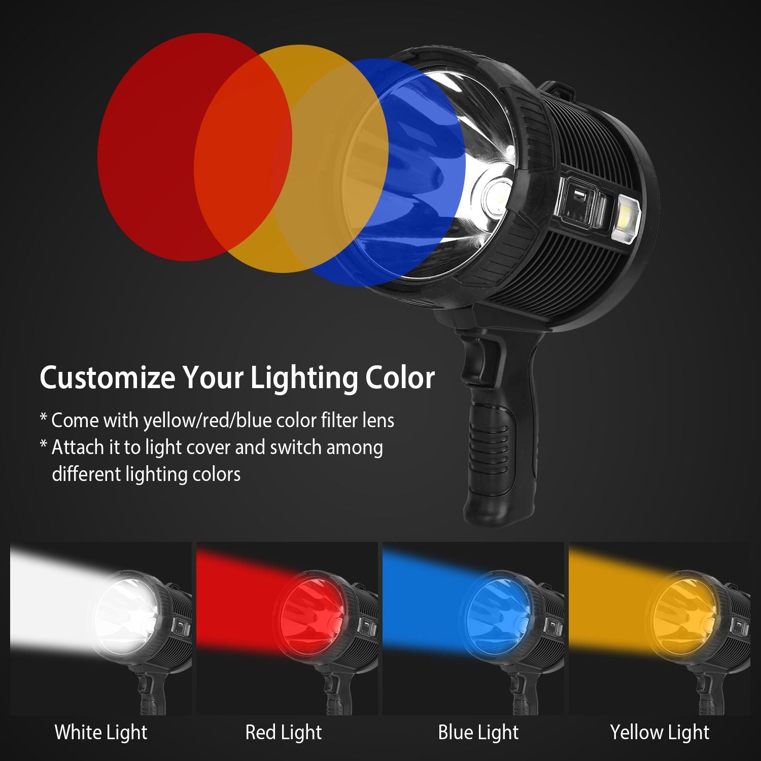30000LM Rechargeable LED Searchlight IPX6 Waterproof Portable Handheld Spotlight EasyOptionXY LLC