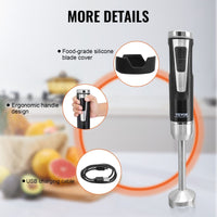 VEVOR Commercial Immersion Blender, 200 Watt 8-Speed Heavy Duty Immersion Blender, Stainless Steel Blade Copper Motor Hand Mixer, USB Charging Cable Multi-purpose Easy Control Grip Stick Mixer, Black EasyOptionXY LLC
