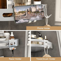 Shower Corner Shelf Caddy 2 Pack shower Organizer Corner No Drill Shower Storage Rust Proof Bathroom Corner Wall Shelf shampoo holder Silver EasyOptionXY LLC