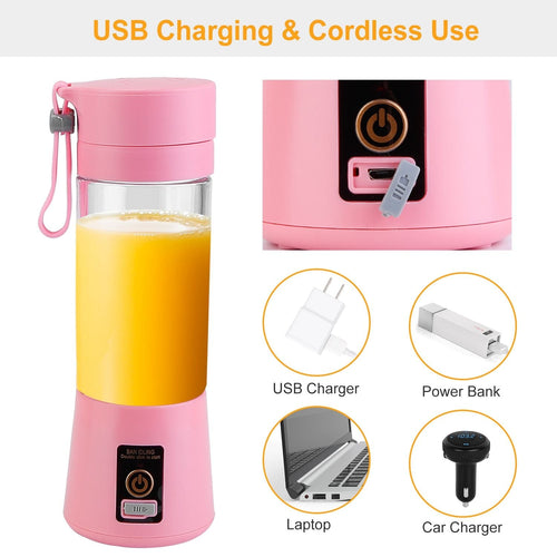 Portable Juicer Blender USB Rechargeable Juicer Cup Fruit Baby Food Mixing Machine with 6 Blades Powerful Motor EasyOptionXY LLC