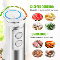 MOOKA FAMILY 5-in-1 Immersion Blender Set, 1100W 12-Speed Hand Stick Blender with 600ml Beaker, 500ml Food Processor, Egg Whisk, Milk Frother, White EasyOptionXY LLC