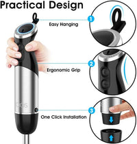 KOIOS Immersion Blender Handheld, 1000W 12-Speed 5 in 1 Hand Mixer Stick Blender with 304 Stainless Steel Blade, Food Processor, Beaker, Egg Whisk and Milk Frother,B PA-F ree, for Smoothies Baby Food EasyOptionXY LLC