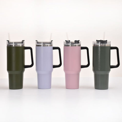 40oz Handle Car Cup with pipette stainless Steel insulated Cold beer cup portable ice cup with handle; Insulated Reusable Leakproof Stainless Steel Water Bottle Travel Mug Iced Coffee Cup EasyOptionXY LLC