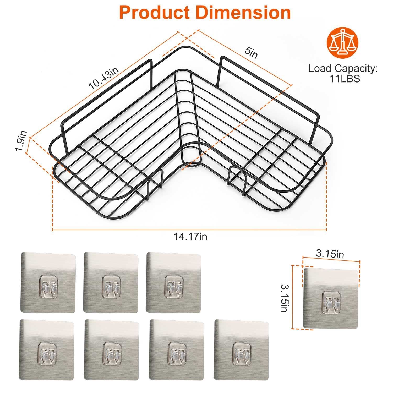 2Pcs Corner Shower Caddy Shelves Wall Mounted Basket Rack Bathroom Shampoo Holder Storage Organizer EasyOptionXY LLC