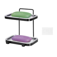 Soap Dish Soap Bar Holder Square Soap Rack Wall Mounted S Bar Shower Bathroom Self with 2 Hooks EasyOptionXY LLC