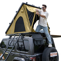 Explorer Plus Rooftop Tent Hardshell with Side Awning, Air Conditioner Outlet with Bracket, Luggage Racks&Replaceable Netting Rain Curtain, Truck Bed Tent for Camping, Pop Up SUV Roof Top Tent EasyOptionXY LLC