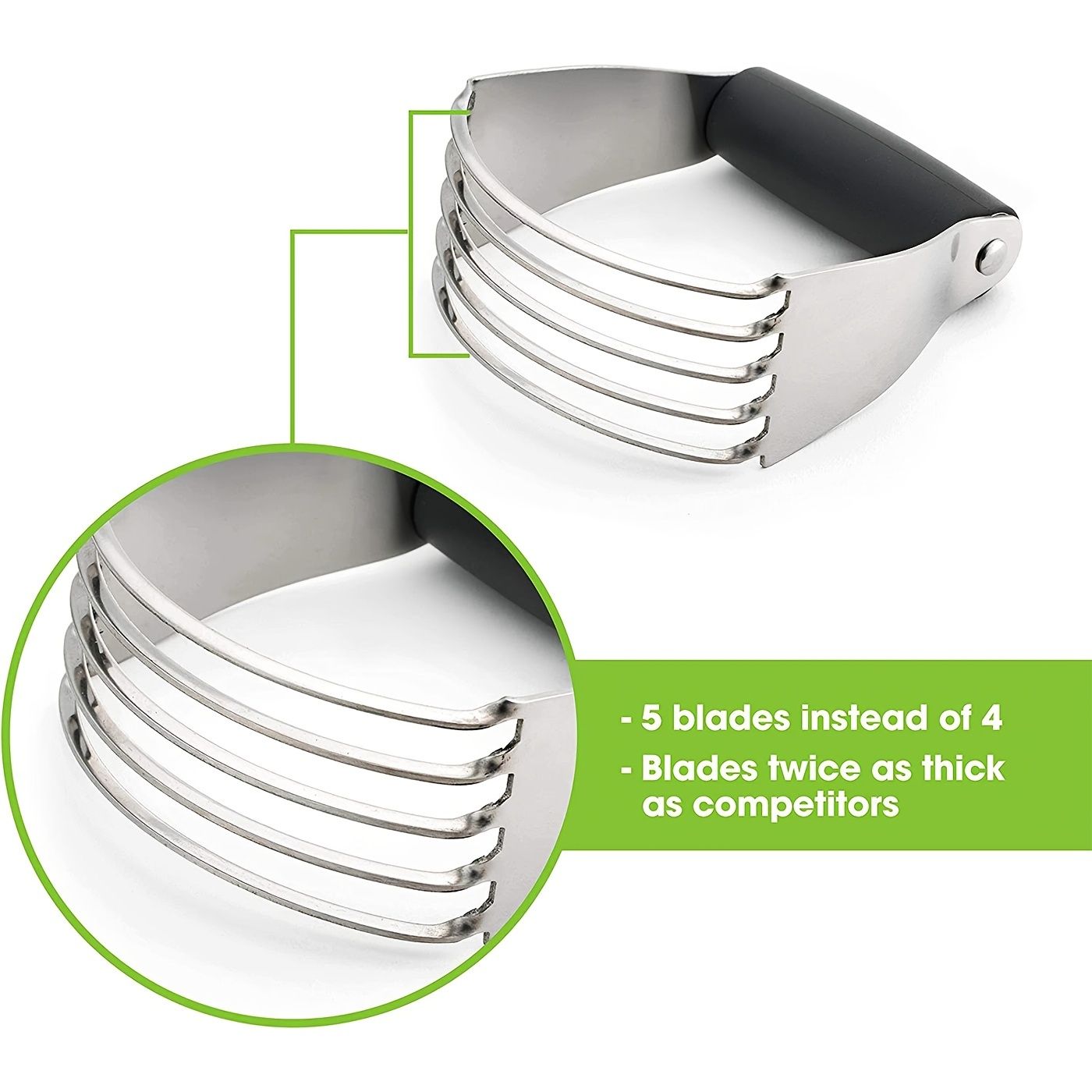 1pc Dough Blender Top Professional Pastry Cutter With Heavy Duty Stainless Steel Blades Medium Size 0.50lb EasyOptionXY LLC