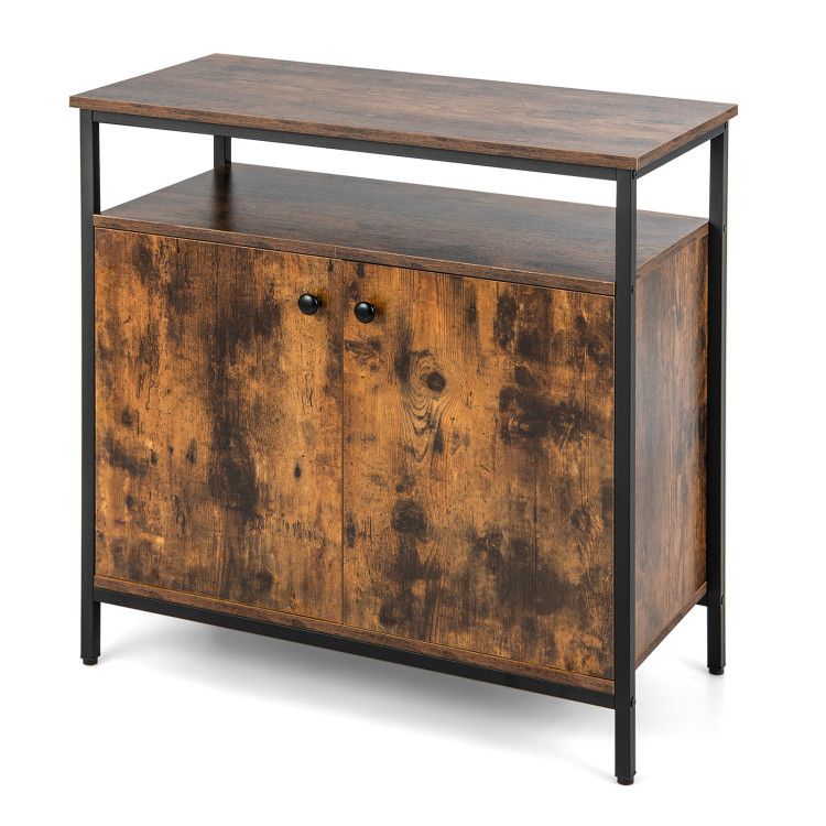 2-Door Buffet Cabinet with Shelves and Cable Management Holes EasyOptionXY LLC