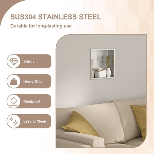 Brushed Stainless Steel Wall Shower  Niche , Double Recessed Shower Shelf for Bathroom EasyOptionXY LLC