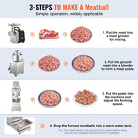 VEVOR Commercial Meatball Forming Machine, 280 PCs/min Automatic Meatball Maker, 1100W Electric Fish Beef Pork Shrimp Ball Making Tool, Stainless Steel Meatball Former with 18/20/22/26/30/32 mm Models EasyOptionXY LLC