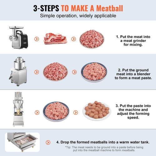 VEVOR Commercial Meatball Forming Machine, 280 PCs/min Automatic Meatball Maker, 1100W Electric Fish Beef Pork Shrimp Ball Making Tool, Stainless Steel Meatball Former with 18/20/22/26/30/32 mm Models EasyOptionXY LLC