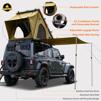 Explorer Plus Rooftop Tent Hardshell with Side Awning, Air Conditioner Outlet with Bracket, Luggage Racks&Replaceable Netting Rain Curtain, Truck Bed Tent for Camping, Pop Up SUV Roof Top Tent EasyOptionXY LLC