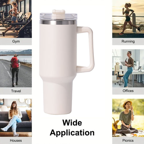 40oz large capacity tumbler, With Handle And Straw Lid, Insulated Reusable Stainless Steel Water Bottles Travel Mug Coffee Cup car cup water cup For Men Women Outdoor Camping Driving,  gift EasyOptionXY LLC