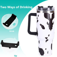 40oz 5D cowprint Insulated Tumbler With Handle And Straw Lid Portable Large Capacity water bottle, Heat preservation,304 Stainless Steel Cup For Outdoor Sports, Travel & Camping Birthday Gift EasyOptionXY LLC