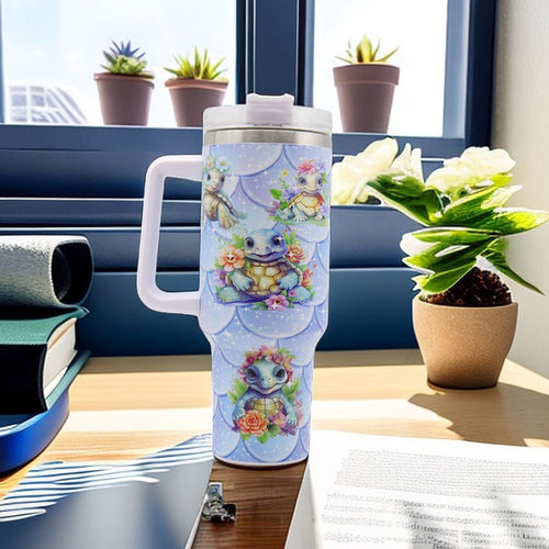 1pc 40oz Water Bottles,5D Little Turtle Series Tumbler,Large Capacity Stainless Steel Tumbler Insulation Cup With Lid And Straw For Women,Camping,Driving,skiing,Thermocoolers.Best Gift EasyOptionXY LLC