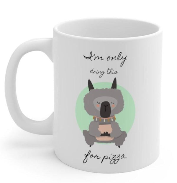 Llama Yoga, I'm Only Doing This for Pizza Mug EasyOptionXY LLC