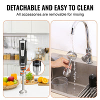 VEVOR Commercial Immersion Blender, 200 Watt 8-Speed Heavy Duty Immersion Blender, Stainless Steel Blade Copper Motor Hand Mixer, USB Charging Cable Multi-purpose Easy Control Grip Stick Mixer, Black EasyOptionXY LLC